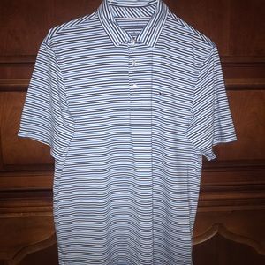 Vineyard Vines Navy Blue & Light Blue striped Polo